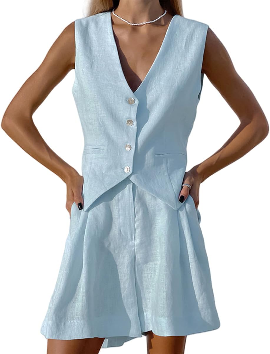 VBZ Women's 2 Piece Sets Tank and Short Lounge Sets for Women