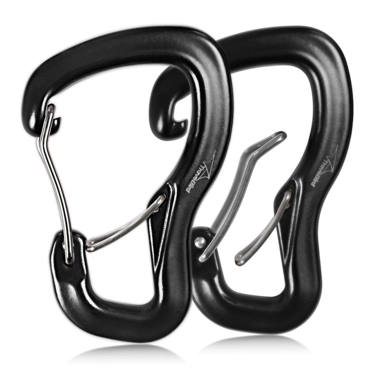 Travel Bird Heavy Duty Carabiner Clip Hook 8KN (1763 lbs), 2 PCS Ultra-Light Aluminum Caribeaners with Double Door B-Shape, for Hammock, Camping, Hiking, Backpacking, Dog Leash, Keychain Clip โ image 1