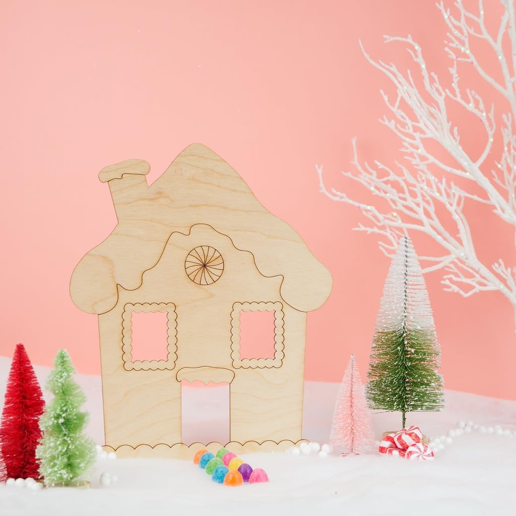 Gingerbread House Christmas Decorations 20 inch, Pack of 5 Wood Cutouts for Crafts, Door Hangers, and Party Décor, by Woodpeckers