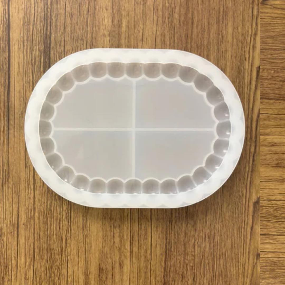Oval Bubble Edge Silicone Resin Mould with 4 Compartments for Trinket Tray, Jewellery Organizer, Epoxy Casting, DIY Craft Resin Art Plate Mould-image-43