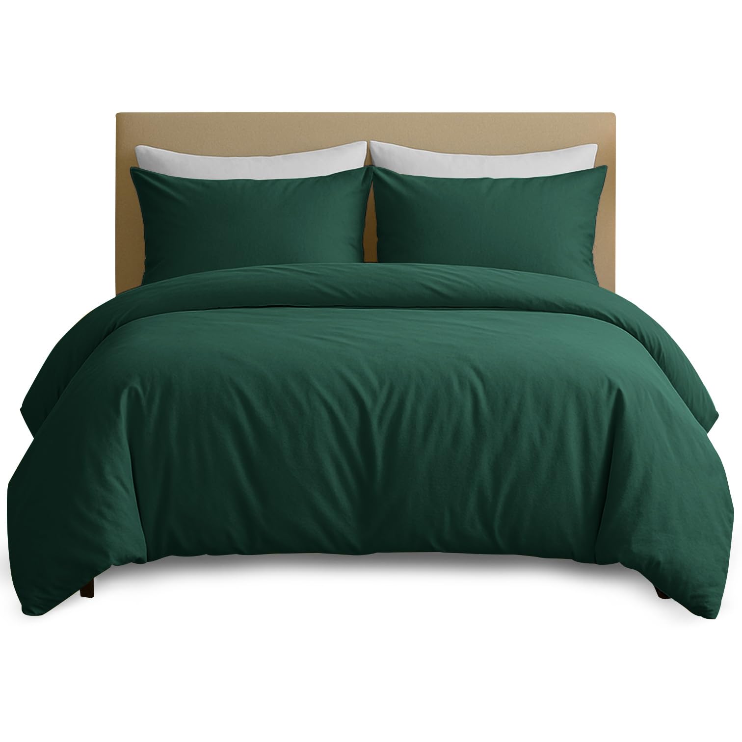 Hafaa Emerald Duvet Cover Set Double - Brushed Microfibre Bedding Quilt Cover With 2 Pillow Cases