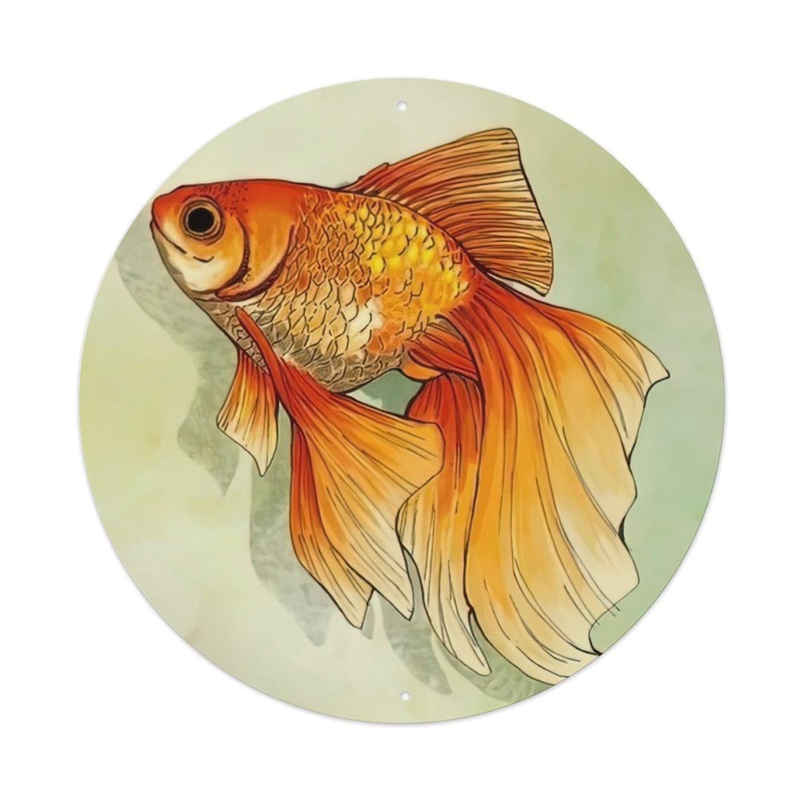 Animal Artwork Little Goldfish Vintage Metal Tin Sign Plaque Wall Decor for Cafe, Club Bar, Office, Garden Metal Poster 8x8Inch
