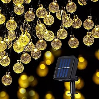 Bigzom Outdoor Solar Fairy Lights, 11 m, 60 LEDs Fairy Lights, Solar Crystal Balls, Waterproof Outdoor/Indoor Lights, Lighting for Outdoors, Balcony, Garden, Yard, Tree, Christmas, Wedding, Warm White