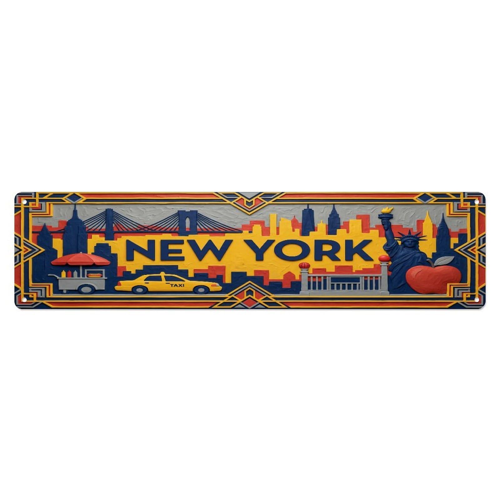Xanthor Style Metal Tin Sign Vintage New York Usa Flag Pattern