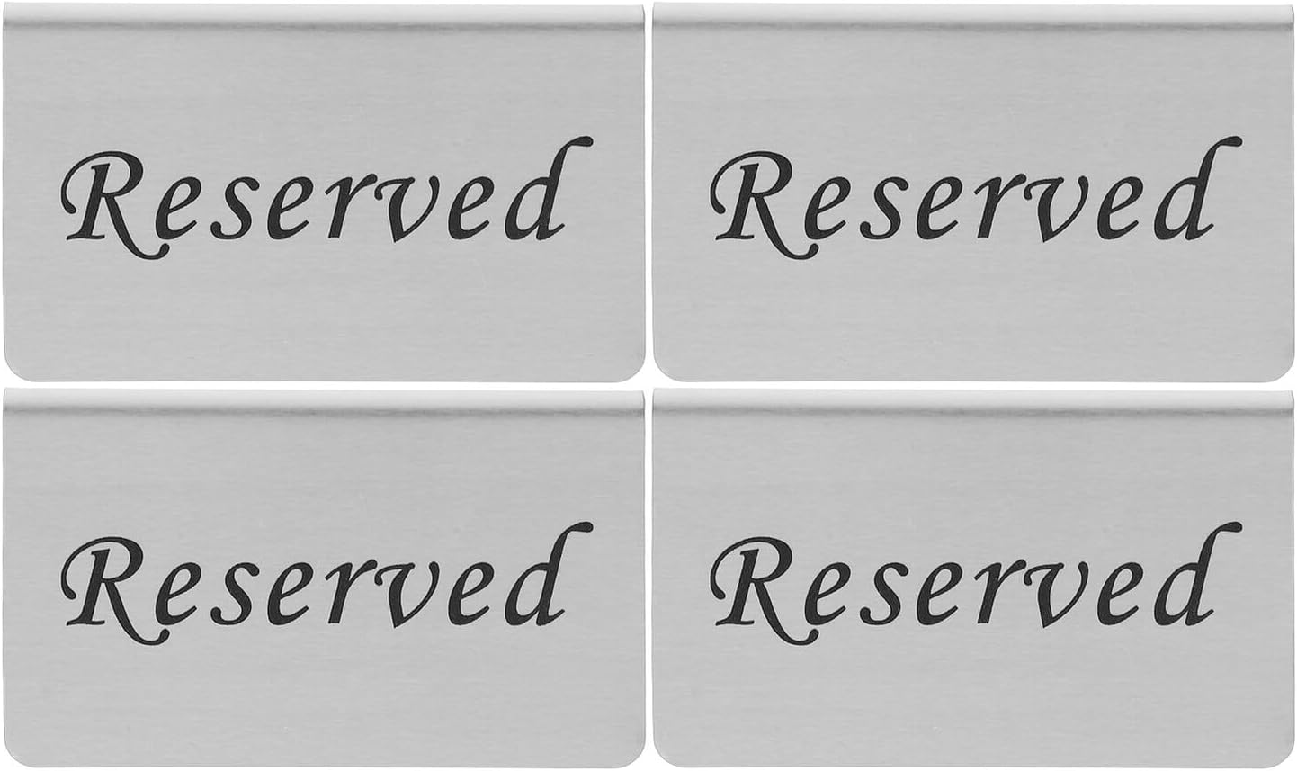 4pcs Stainless Steel Reserved Table Signs V-shape Tent for Wedding Party Restaurant Seating Reservation Tabletop Display