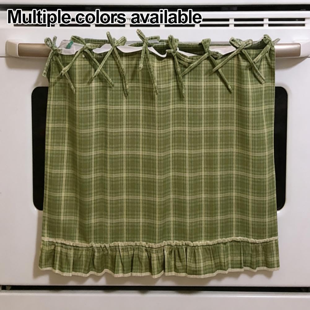 Cortina de horno, falda de horno, cortina de estufa, decoración de cocina de granja, utilizada para puertas de horno estándar, estufas, microondas (verde)