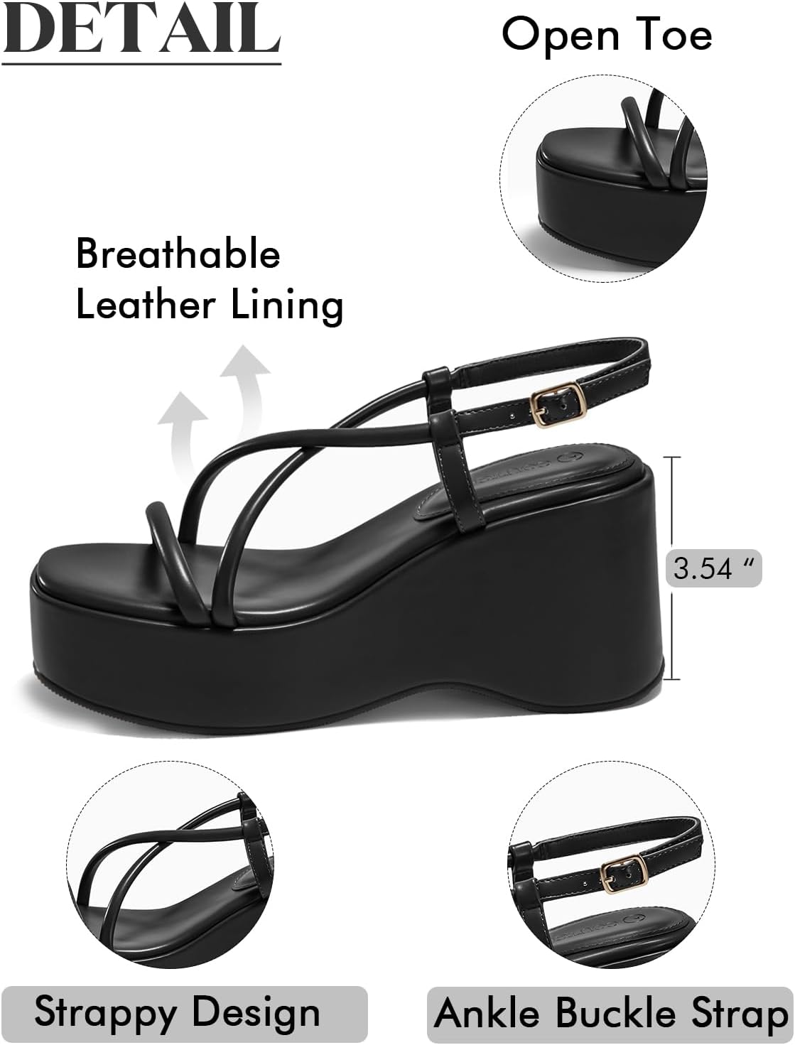 Coutgo Women's Platform Wedge Slingback Sandals - Image 4