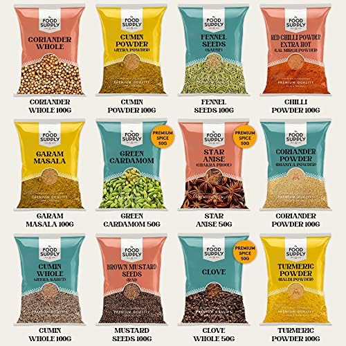 Premium Spice Kits - Premium Quality - Perfect Refill for your Kitchen Spice Tins TFS (PREMIUM SPICE KIT, 100g (Pack of 12))