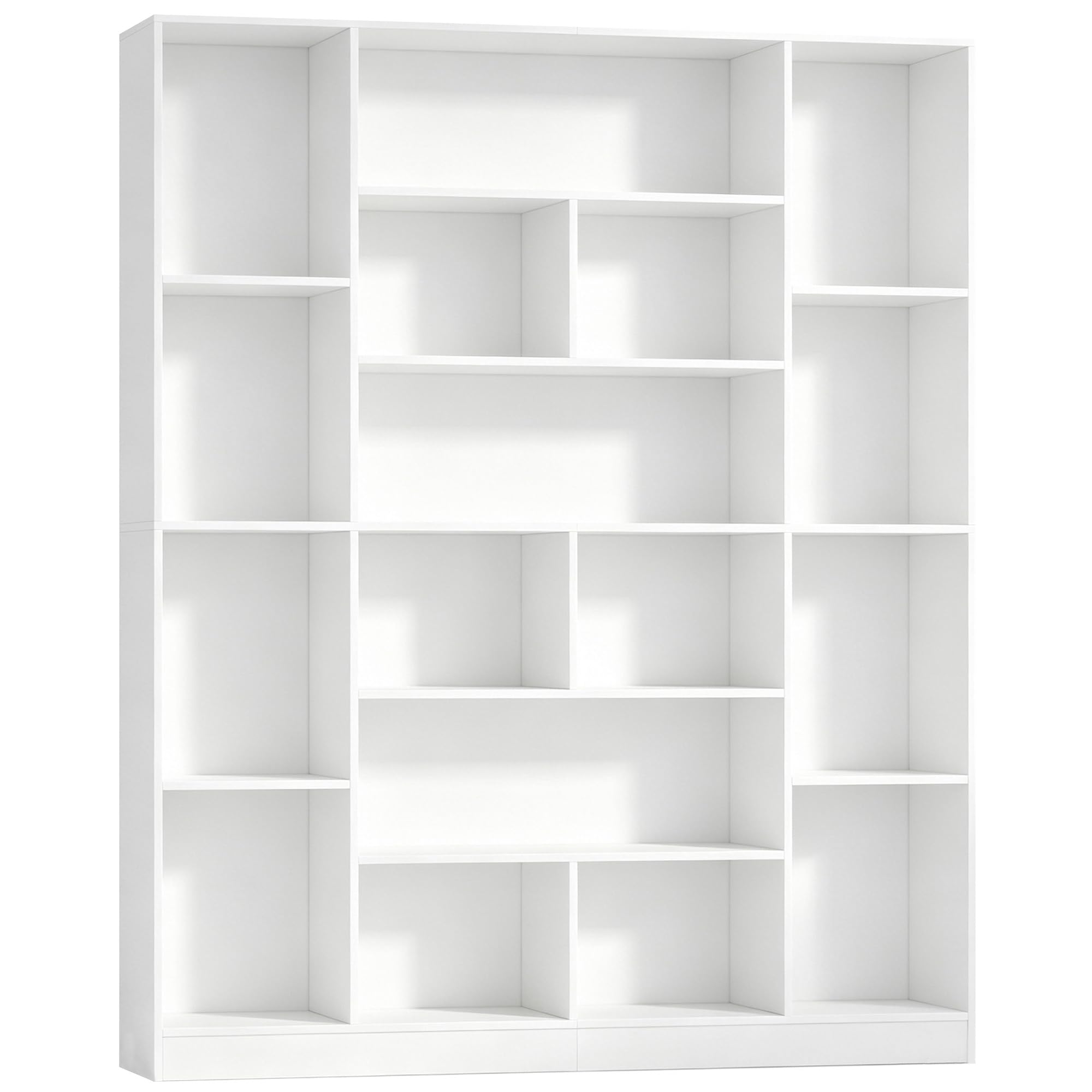 Hzuaneri Bibliothèque 190 cm avec 17 Étagères de Rangement, Meuble de Rangement Vertical, Étagère Ouverte pour Salon, Bureau, Cuisine et Chambre, 24,3 x 150 x 190,4 cm, Blanc BC46603X