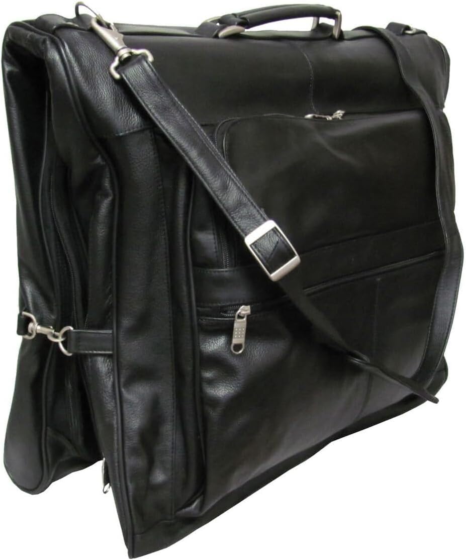 HomeStock Leather Garment Bag - Top Grain Cowhide Three Suit Travel Bag