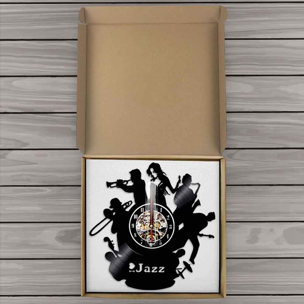 ELD 30 cm muzyka jazzowa sztuka dekoracja 3D zegar ścienny vintage płyta winylowa zegar czasowy wystrój domu zegary wyjątkowy prezent dla muzyka jazzowego artystyczne zegary ścienne zegarki