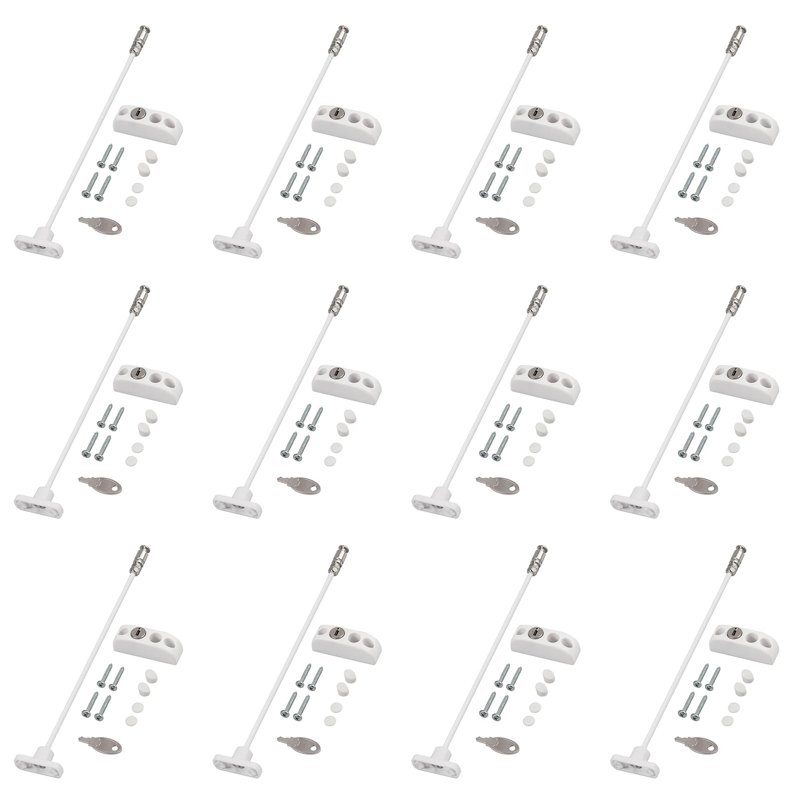 Lot de 12 verrous de sécurité pour enfant Blanc