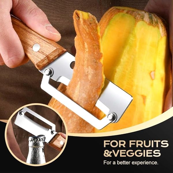 Sparschäler-Universalschäler Edelstahl für Obst & Gemüse, Multifunktionaler Gemüseschäler For Die Küche, 2-in-1 Edelstahl-Schäler mit Flaschenöffner (1 PCS) - 2