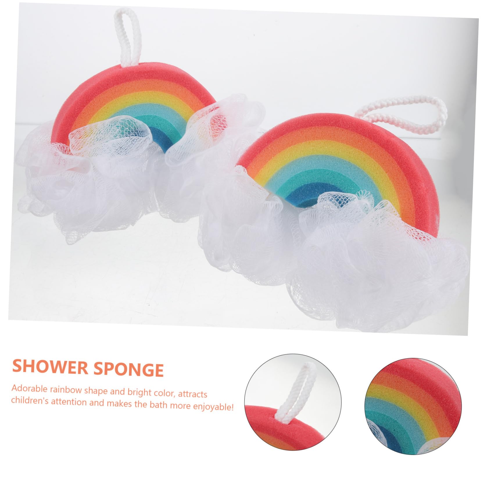 Anneome Spugna da Bagno Arcobaleno 2 Pezzi, Spugna Esfoliante Morbida per Bambini, Scrub Delicato Corpo per Bagno e Doccia, Materiale Confortevole e Portatile, per Pelle Sensibile
