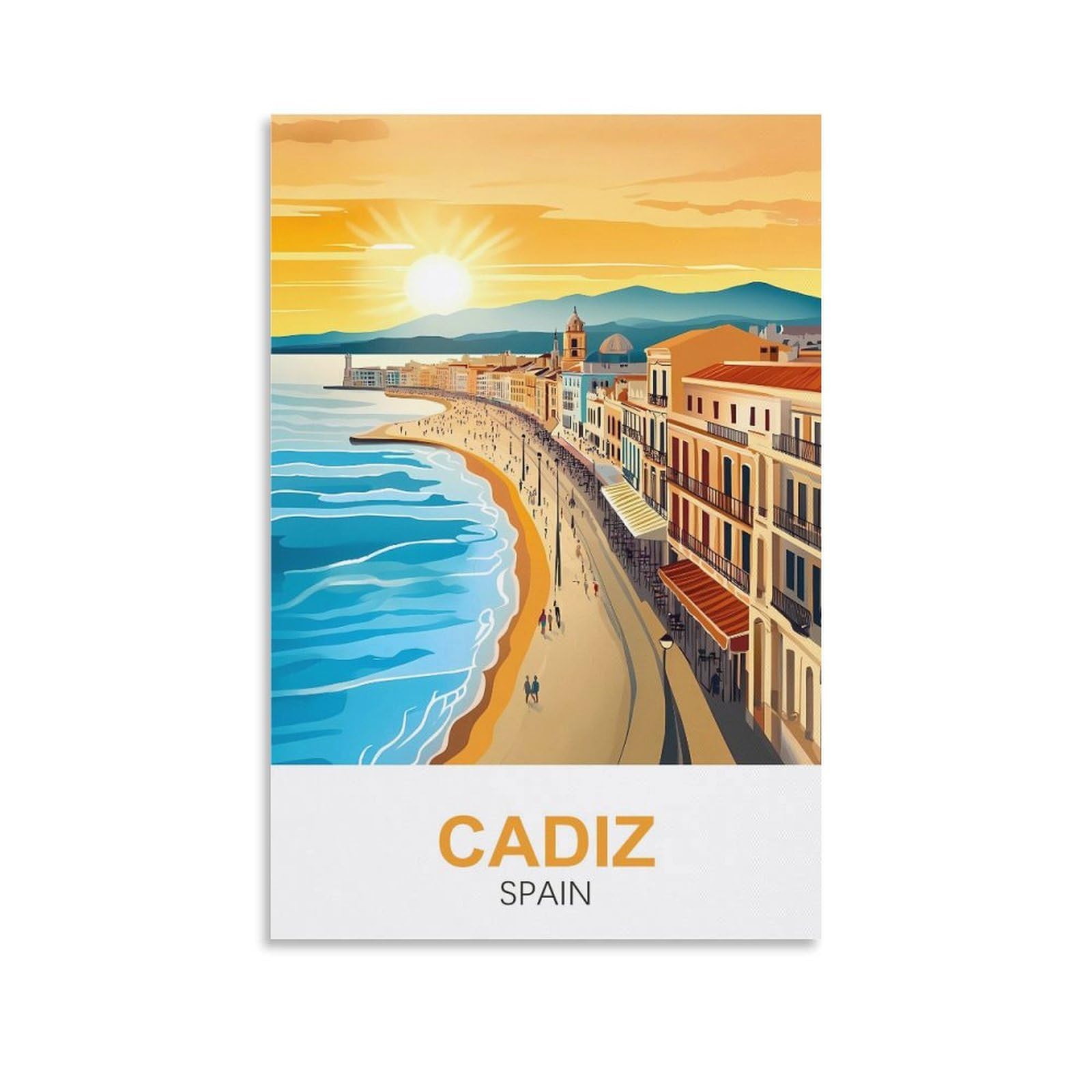 EZMLFA 5D Diamond Art Kits for Beginner,Cadiz Spain Crystal Rhinestone Embroidery Craft Kits for Home Wall Decor Gifts, 40x50cm