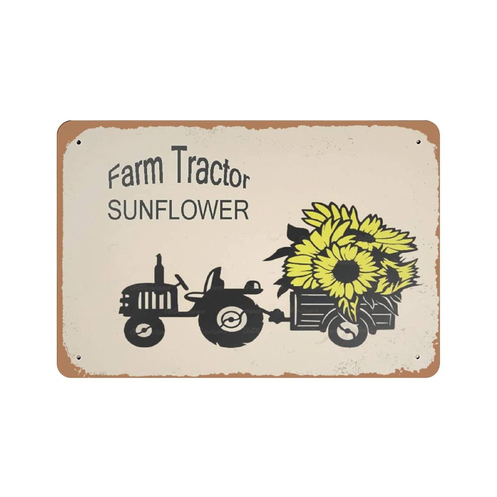 Farm Tractor Sunflower Garden Metal Tin Sign Artwork Poster Iron Painting Outdoor Sign Vintage Plaque Poster Cave Garage Pub Bar Kitchen Home Decoration 8"x12"