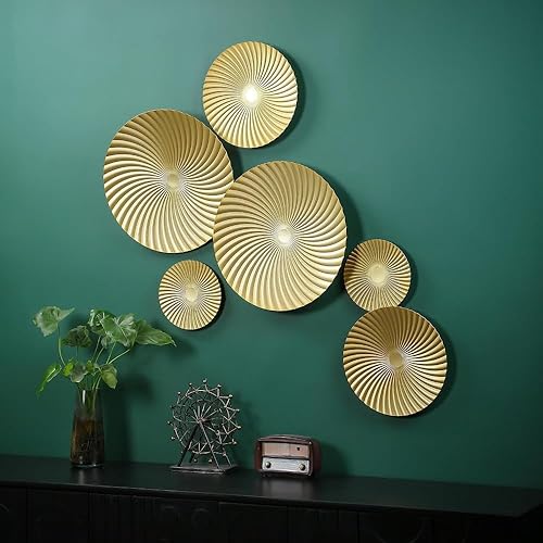 POLUNCA Gold Wall Art Set 6 Piece Modern Metal Decor