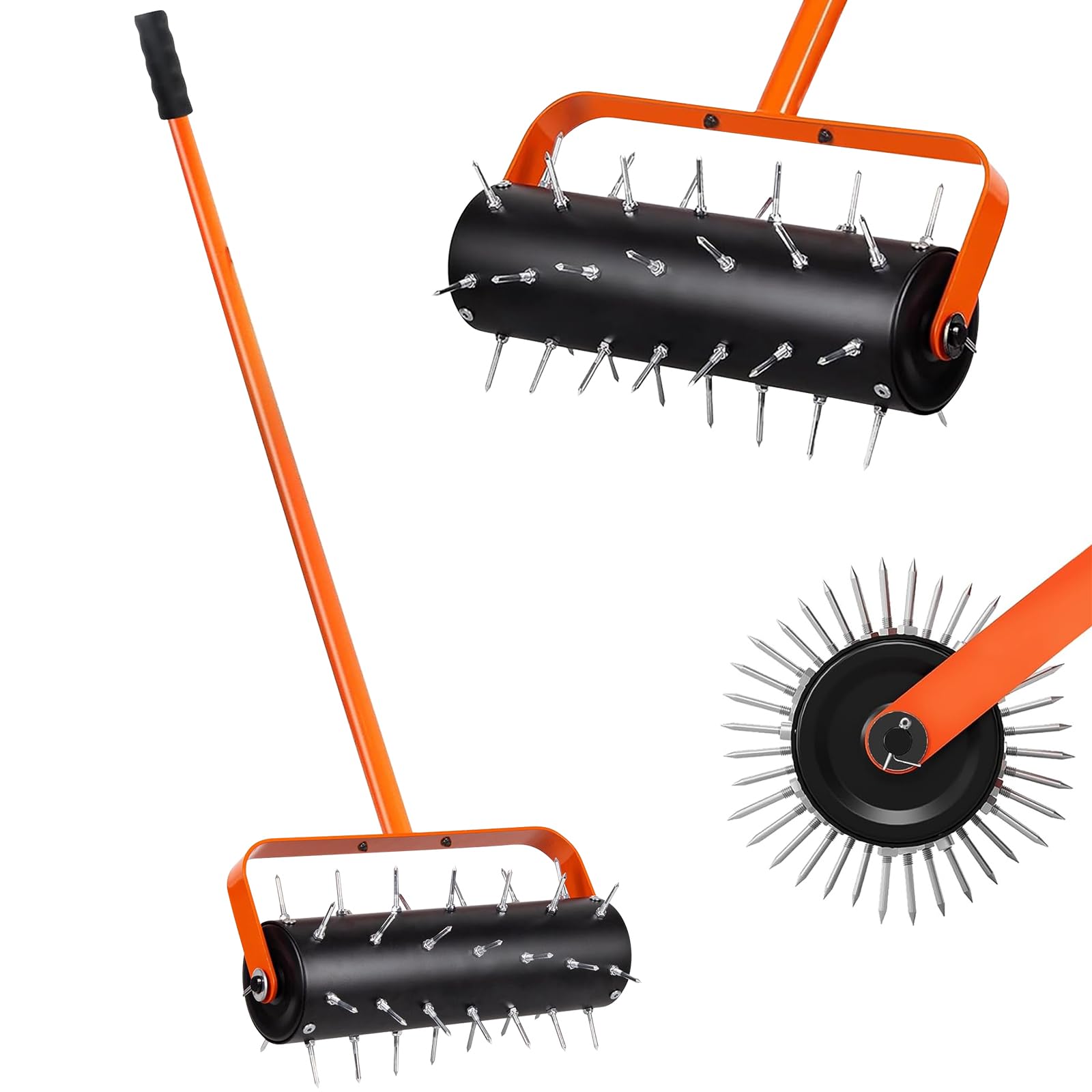 LIROPAU Arieggiatore Manuale a Rullo per Prato, Verticutatore a Mano con 42 Chiodi, 5 cm, 120 x 40 cm