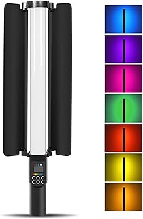 Handheld RGB Light Tube LED Video Light Wand with Barndoor 3000K-6500K Dible 18 Effects Built-in Battery for Vlog Live Streaming Product Photography
