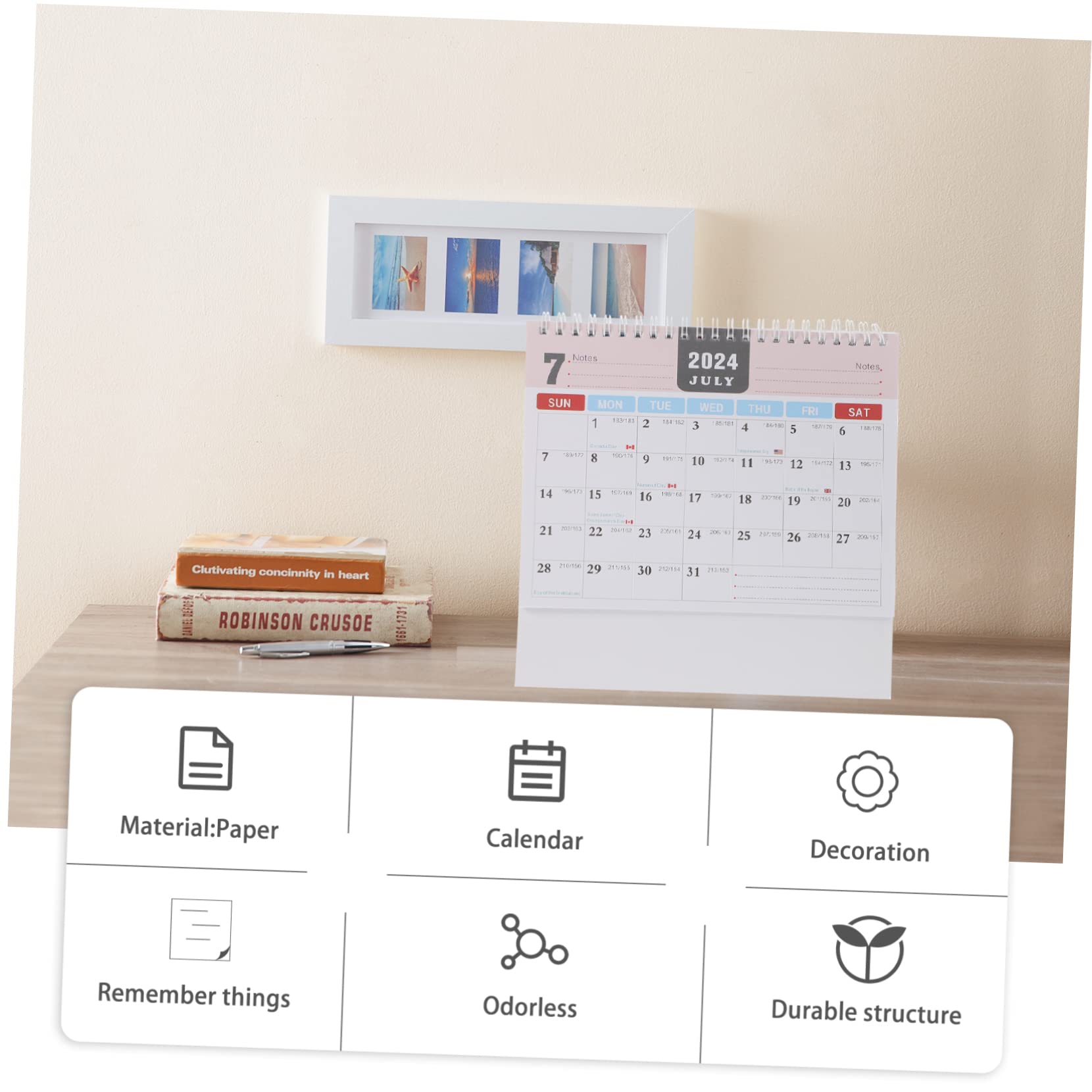Lurrose 4stücke Tischkalender Englischer Desktop-kalender Mit Countdown-ornament Für Büro Und Zuhause Monate Modernes Design Für Planung Und Organisation