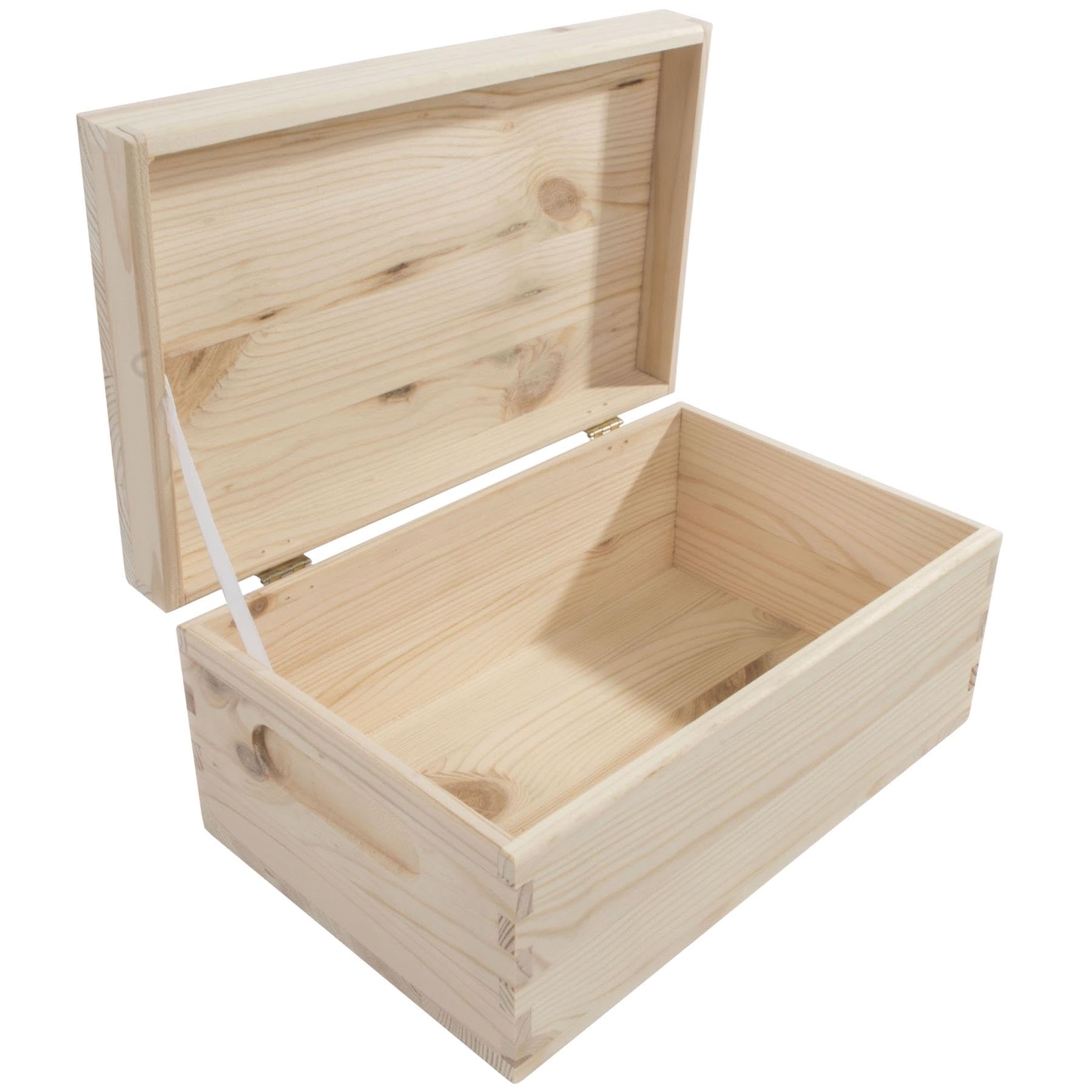 Woodeedoo Natural Wooden Craft Storage Chest – 25 X 16 X 11.5 Cm – Plain Pine Box With Hinged Lid And Side Handles For Home Organisation Gifting Painting Waxing Or Diy Decorative Projects