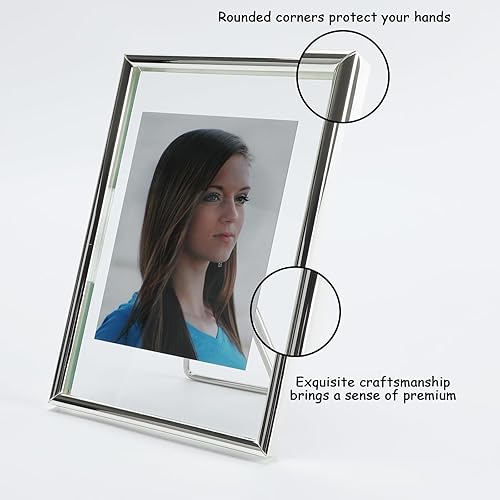 Miniatura 4 de Marco flotante plateado (6 x 8 pulgadas, vertical) con estilo "corazón", para tamaños de imagen (5 x 7, 4 x 6, 3 x 5), estante de mesa, marco de