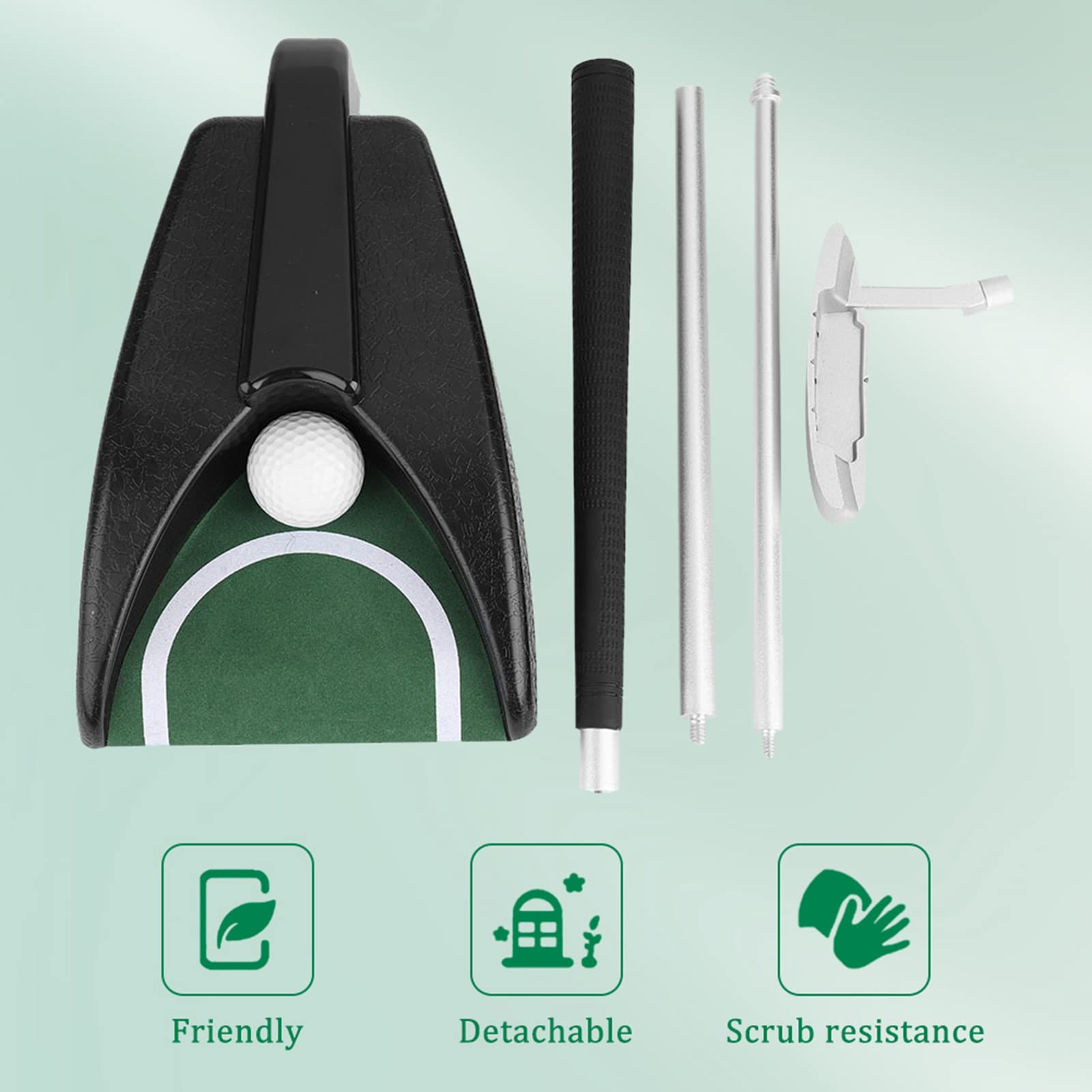 Tbest Herramienta de Entrenamiento de con Putter, Dispositivo de Retorno de Pelota Desmontable, Caja de Almacenamiento para Práctica en Interiores y Exteriores, Regalo Ideal para