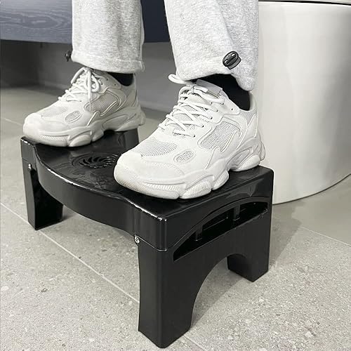 Miniatura 7 de Taburete de inodoro plegable para adultos, taburete para el baño, taburete para sentadillas con ambientador, taburete antideslizante para asistencia