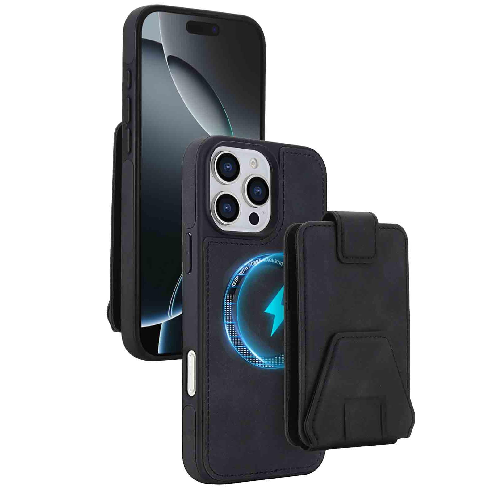 Funda iPhone 17 Air para viajar sin cartera gracias al soporte magnético de cuero