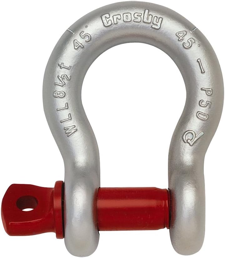 Crosby Screw Pin Anchor Shackle Carbon Steel, Galvanized, 3-1/4 Ton WLL, 5/8" Size, G-209