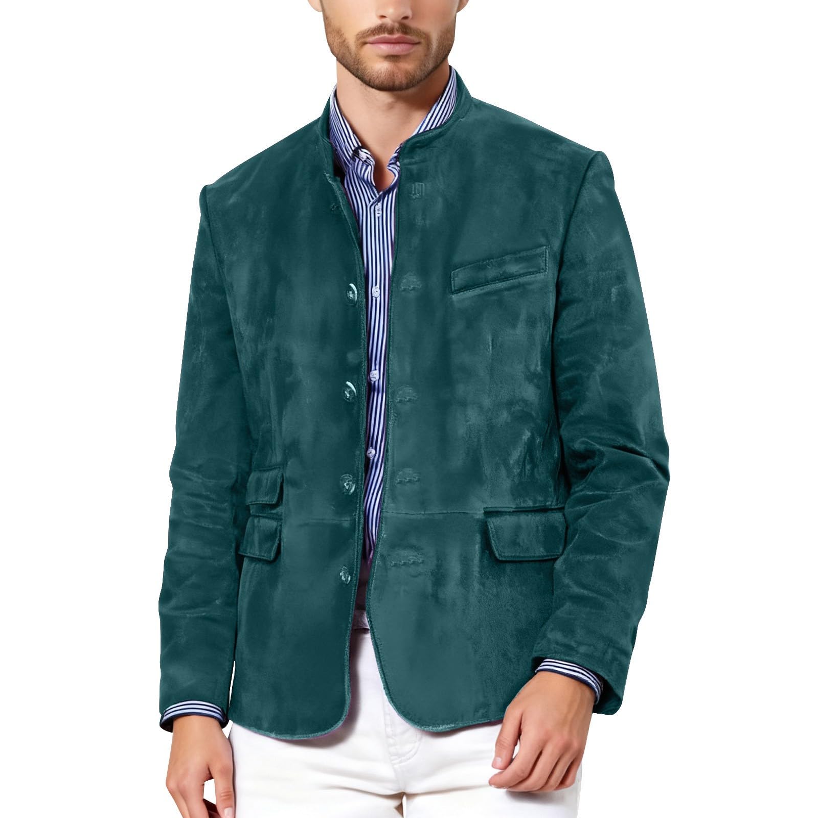 Chaqueta de traje informal para hombre con múltiples bolsillos, ideal para uso diario, fiestas, primavera, verano, otoño e invierno.