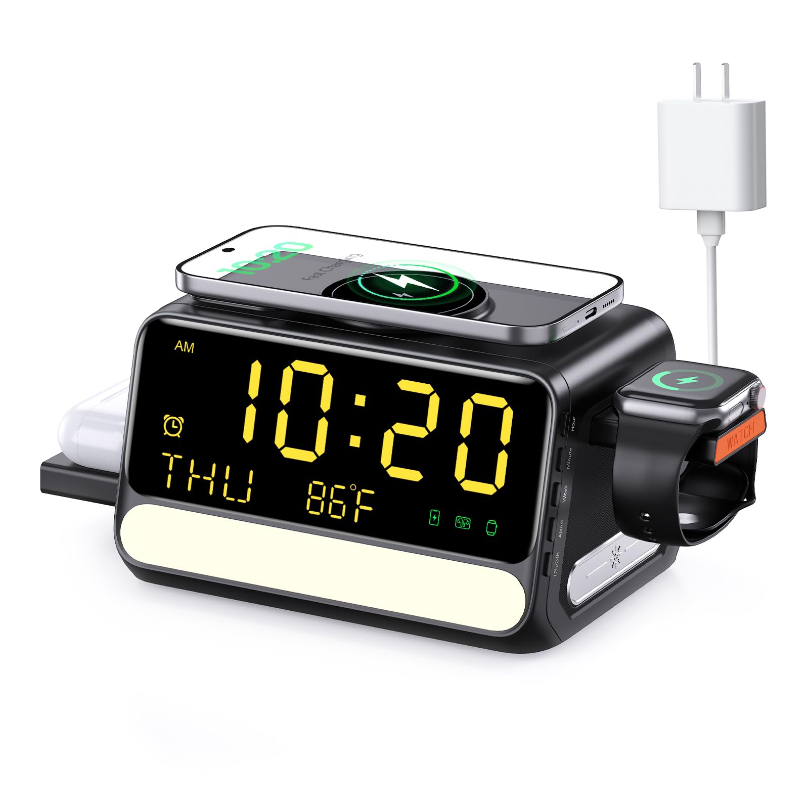 Photo 1 of 7-in-1 Wireless Charging Station for Samsung&Apple Device, Charger Stand with Voice-Controlled Light, for iPhone 17/16/15/14/13 Pro Max, Samsung Galaxy, Google Devices, Apple&Samsung Watch, AirPods