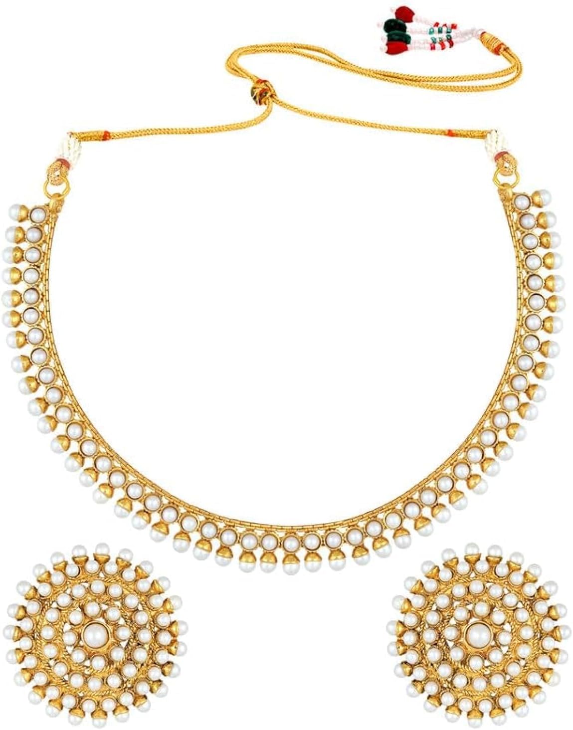 Aheli Bollywood Fashion Faux Stone Wedding Necklace Earrings Indian Fashion Jewelry Set for Women