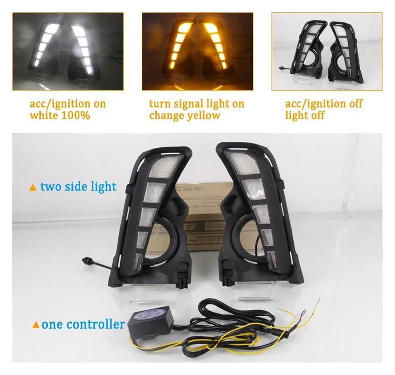 Światła przeciwmgielne 12V Samochodowe Światła Dzienne LED DRL Dla Highlander 2018 2019 Automatyczna Lampa Przeciwmgielna Żółty Kierunkowskaz Światła Do Jazdy Dziennej