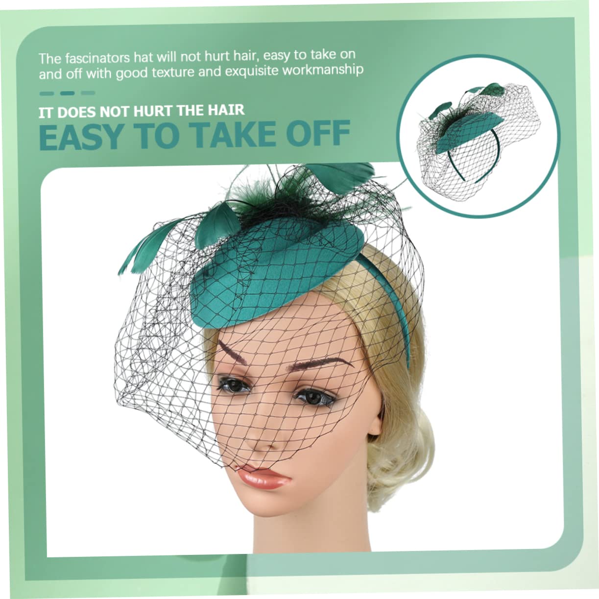 4pezzi Fascinator Elegante per Donne con Velo Rete Cappello Classico per Feste e Tea Party Accessorio Vintage per Cerimonie e Matrimoni Design Unico e Affascinante