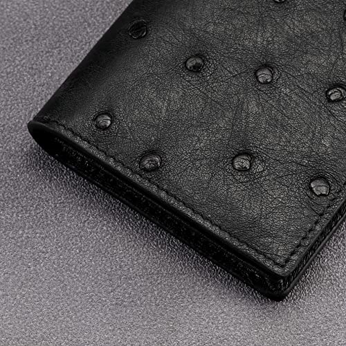 Image of HISCOW Full Grain Leather Business Card Holder Case | Minimalist EDC wallet, gusset holds 25 cards, ID window, fits folded bills, bifold profile, premium gifts for men & women