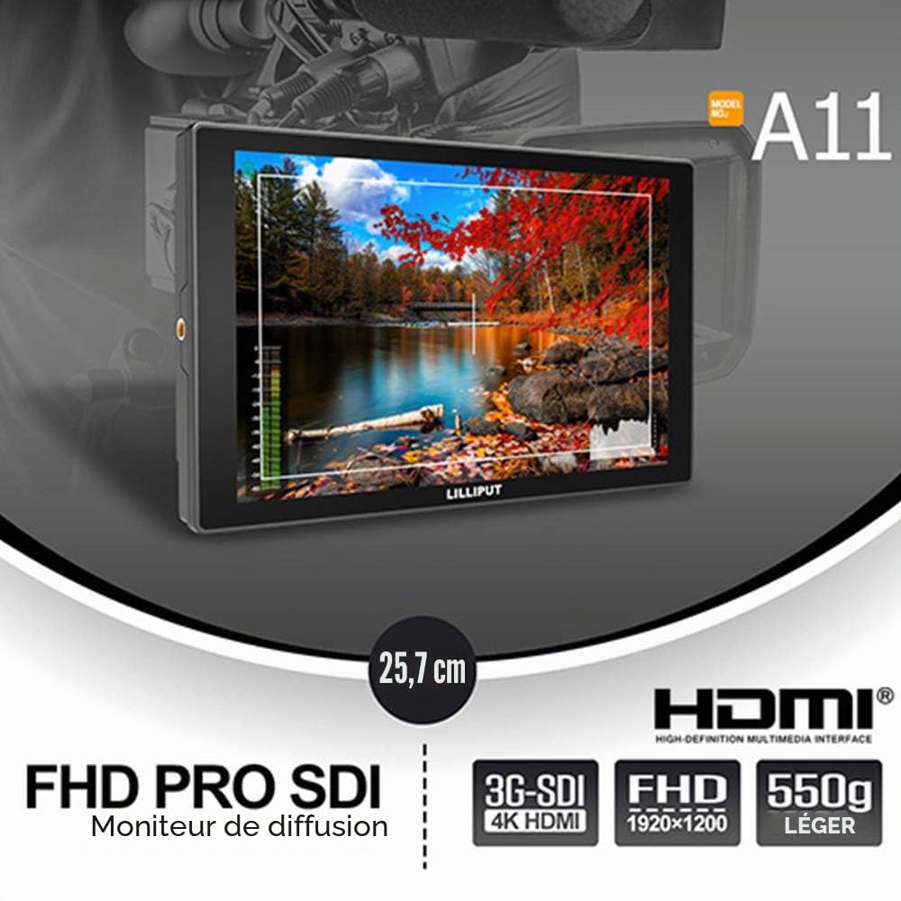 LILLIPUT A11 10.1 "Moniteur Diffusion Pouces Moniteur de caméra DSLR Full HD 1920x1200P 3G-SDI HDMI IPS Moniteur vidéo de caméra