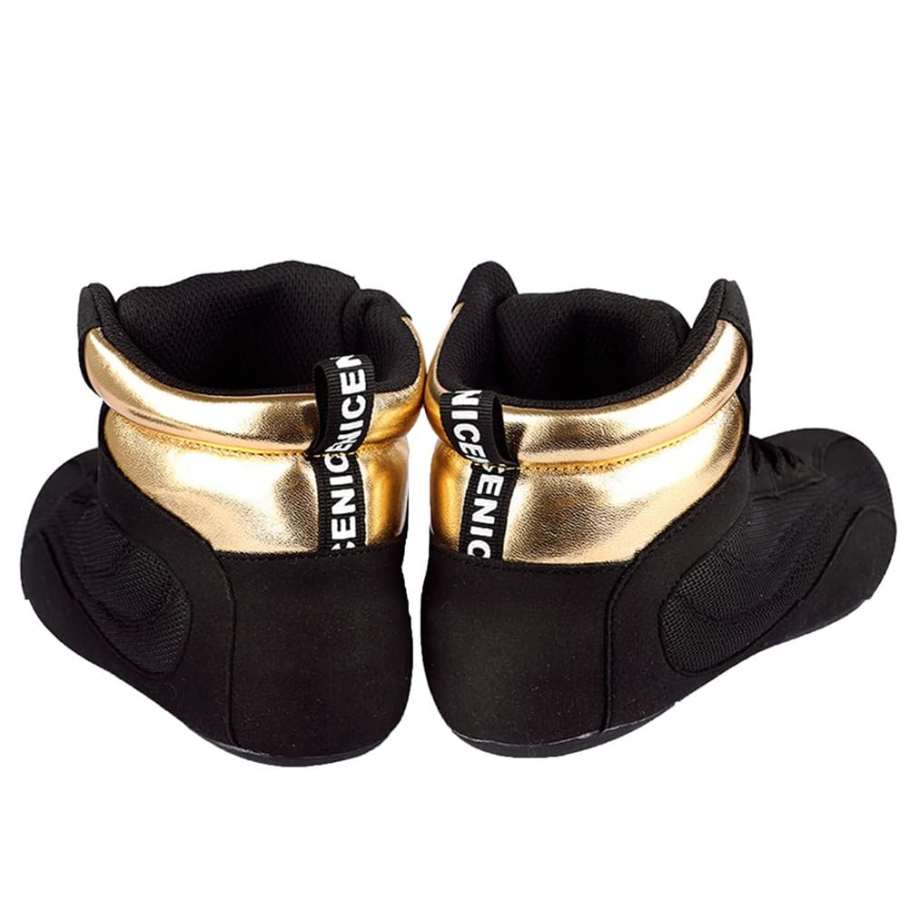 Botas De Lucha Y Boxeo para Hombres, Jóvenes Y Mujeres, Ligeras, Transpirables, Antideslizantes, para Sentadillas, Culturismo Y Entrenamiento Fitness,Negro,41 EU