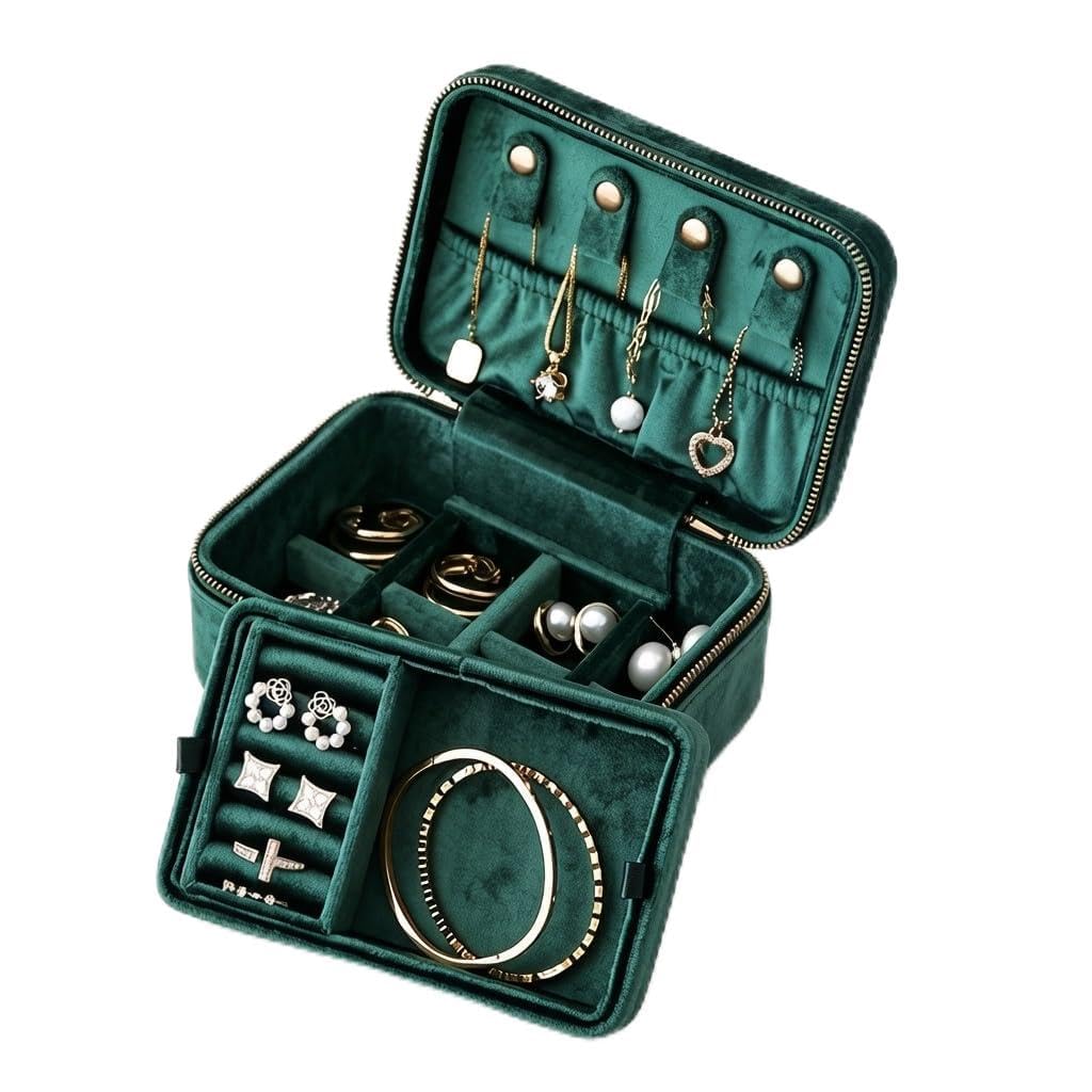 Torre para joyas Caja de almacenamiento joyas viaje terciopelo pequeña portátil Soporte