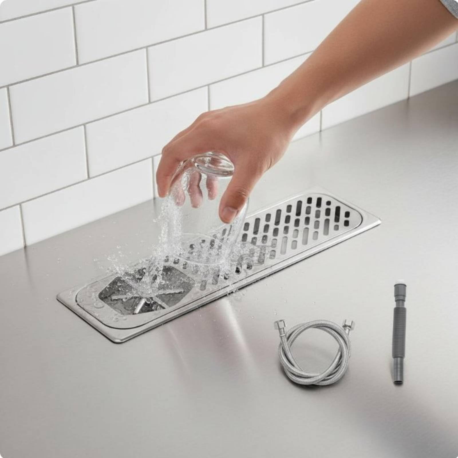 Bar Washer Lavabicchieri Lavatazze Risciacquabicchieri Risciacquatazze Incassato per Controbanco in Acciaio 304 con Getto Potente E Raccolta Acqua, M, Rondella Coppa Fc-117