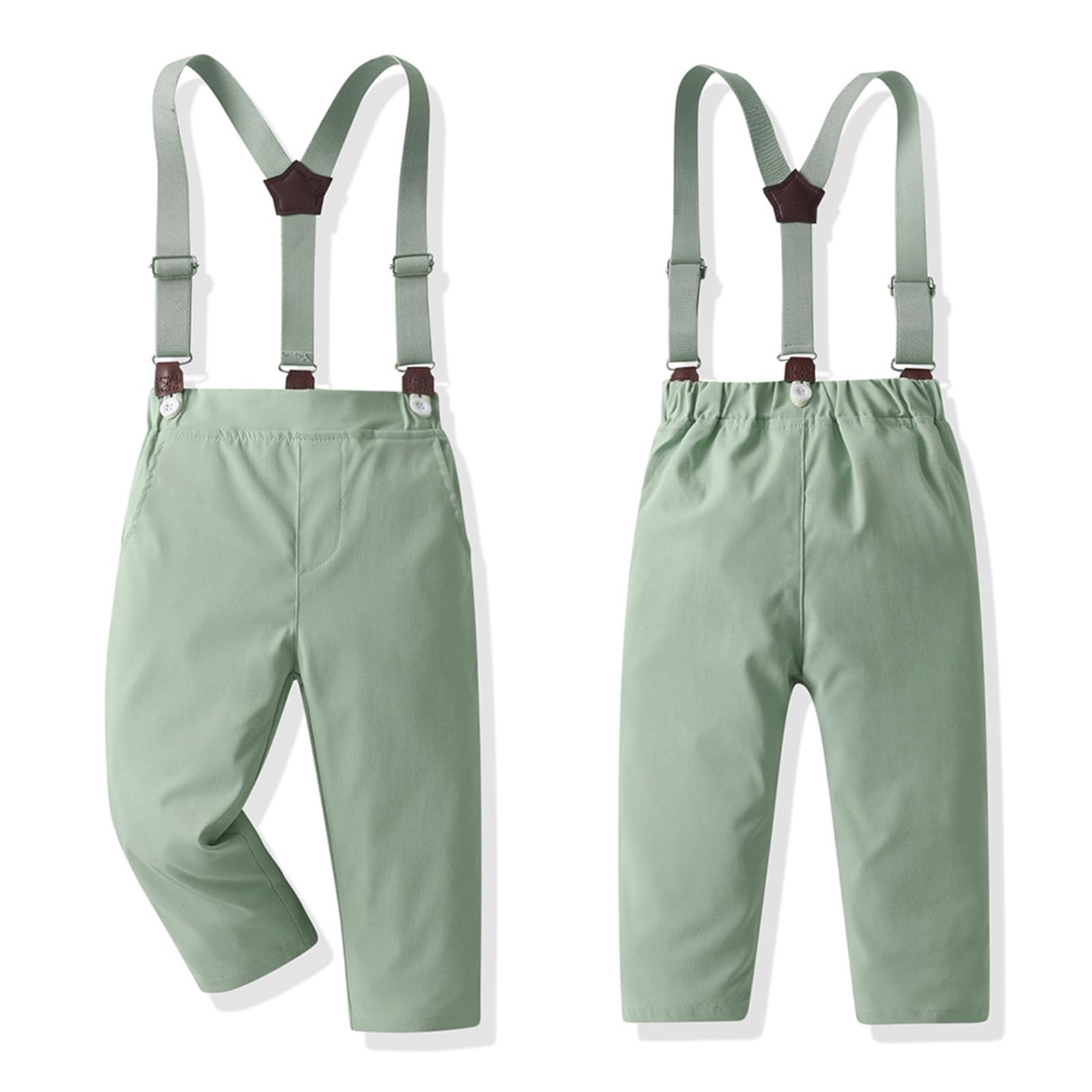 Formelles Anzug-Set für Kleinkinder Jungen Langarm-Shirt mit Fliege Strapshose Hochzeitskleid
