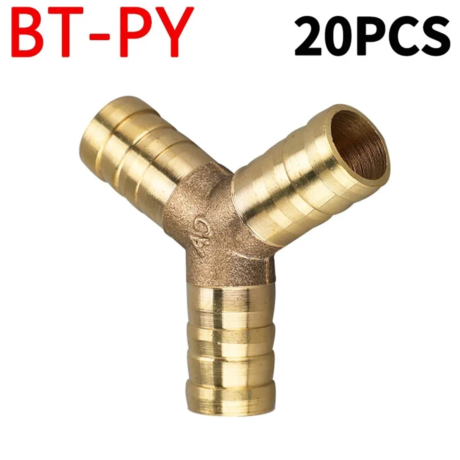 Mosiężne złącze węża z końcówką typu barb, Zestaw 20 złączek do węży miedzianych i mosiężnych 6 mm–19 mm z 2 złączami 3 4-kierunkowymi(Y-3-way,8mm (20pcs))