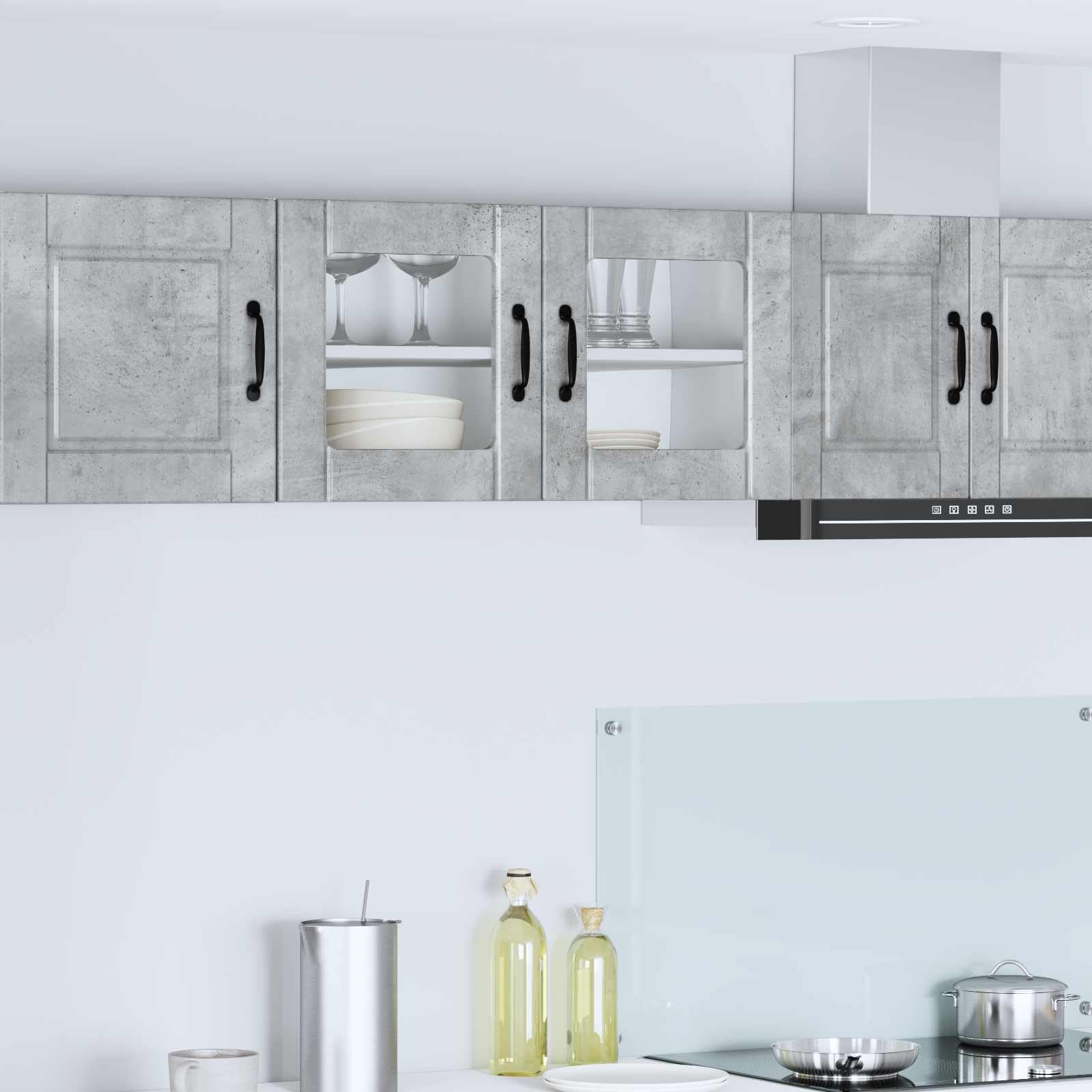 Küchenwandschrank in Beton Grau, 80 x 31 x 40 cm, Hängeschrank mit 2 Türen, Küchenschrank aus Holzwerkstoff, Wandküchenschrank für Küchenorganisation