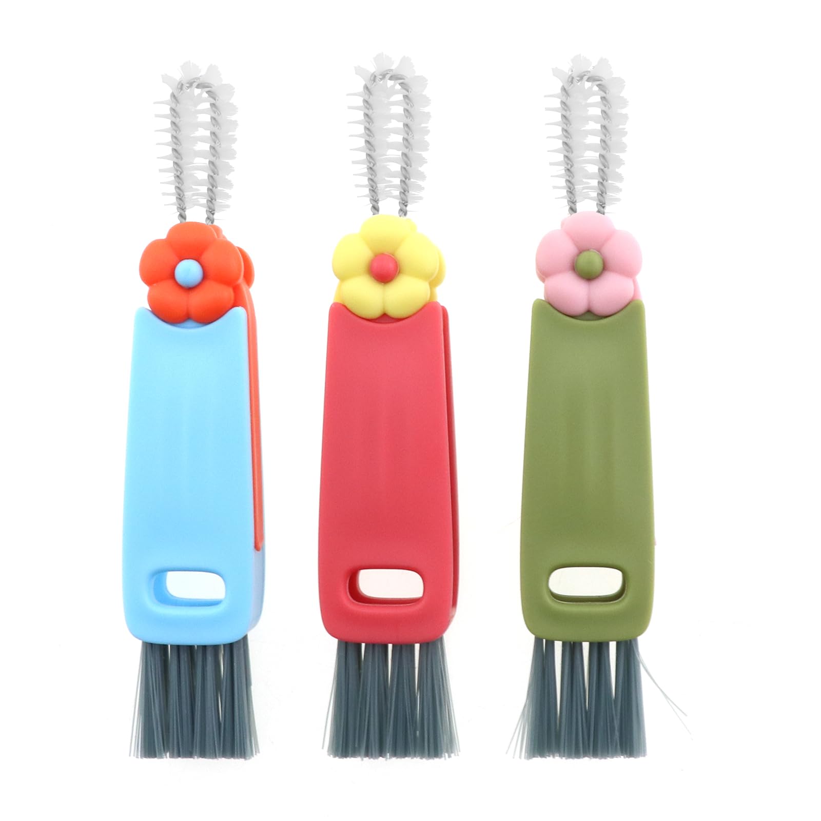 Caishun 3PCS 3 in 1 Cup Lid Gap Cleaning Brush Set Color Thermos Mug Groove Rubber Ring Cleaning Brush Bottle Brush Stain Remover For Juicer Air Fryer Cleaning Cup Lid Gap