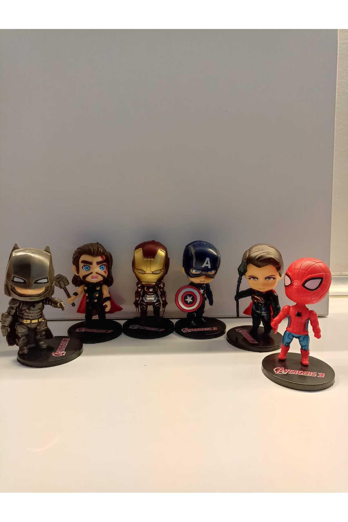 Thor Ironman Kaptan Amerika Batman Superman Figür 6'lı Süper kahraman Figür Seti