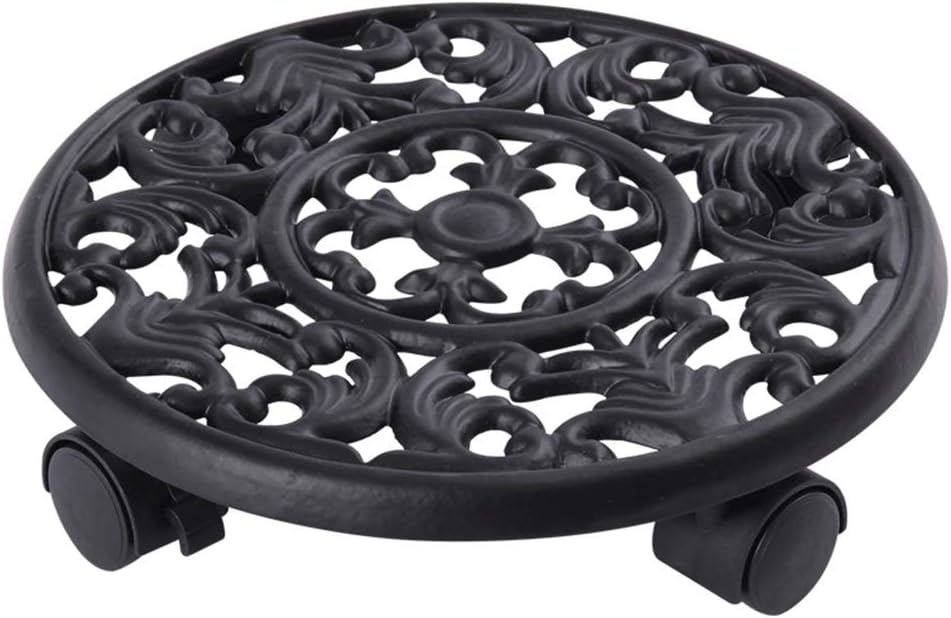 Plant Stand with Casters,Flower Pot Holder Wrought Iron,Round Flower Pot Stand,Indoor/Balcony/Garden Plant Stand,Plant Caddy with Wheels,Heavy Potted Plant Rack