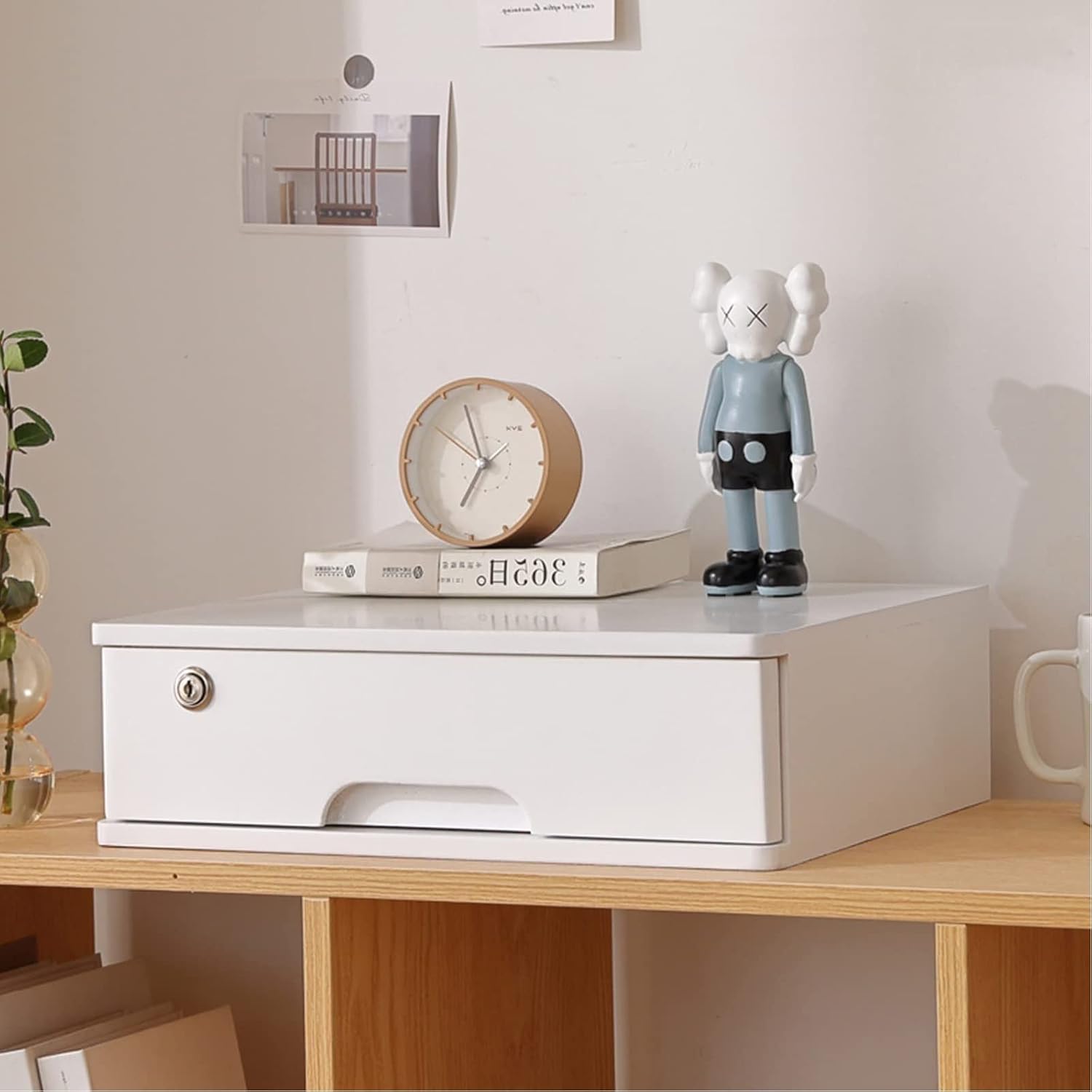 Wooden Desk Nizer with Lockable File Cabinet and Solid Wood Desktop Storage Box for Home Office 4 Drawers Available(1 Drawer-A)
