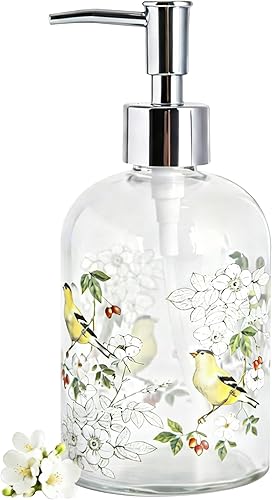 Topadorn 17oz Glass Soap Dispenser with Plastic Pump for Kitchen and Bathroom, Refillable Clear Bottle for Dish Soap & Hand Soap