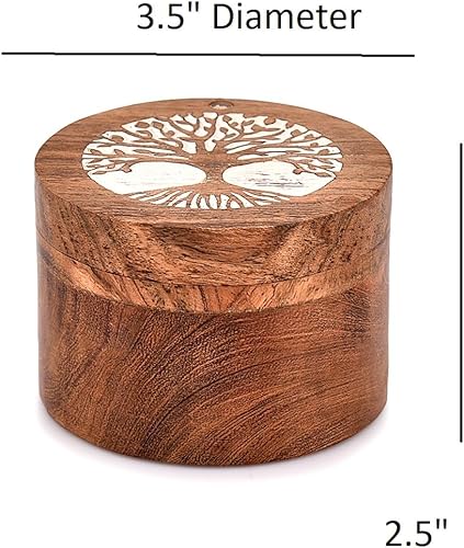 Miniatura 4 de Caja de madera de acacia para bodega, elegante recipiente de sal de cocina con tapa giratoria para almacenar especias de pimienta (3.5 x 3.5 x 2.5