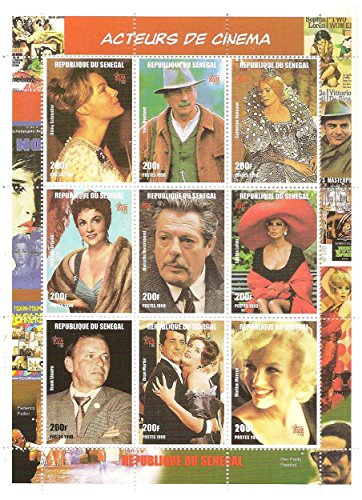Souvenir foglio di francobolli di attori cinema classico e attrici / Senegal / 1998